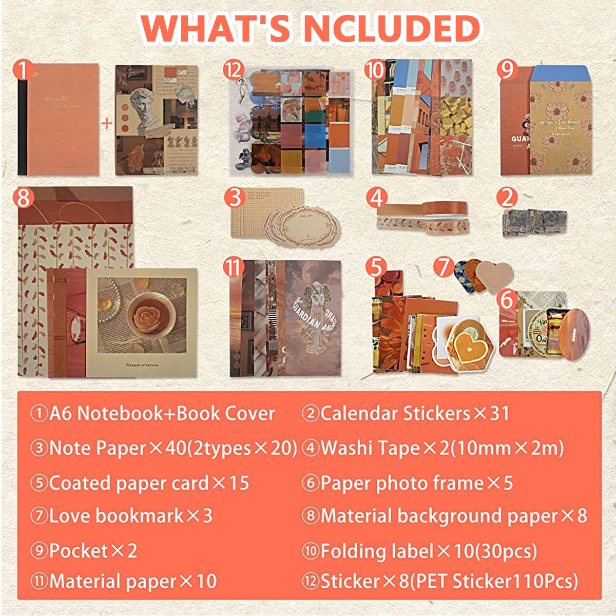 HASTHIP Scrapbook Stickers Supplies Kit, DIY Journal Kit with Journaling/Scrapbooking Aesthetic Kit for Bullet Junk Journals, Art Scrapbook Kit with A6 Notebook, Stickers Craft Kits Album Aesthetic HASTHIP Scrapbook Stickers Supplies Kit, DIY Journal Kit with Journaling/Scrapbooking Aesthetic Kit for Bullet Junk Journals, Art Scrapbook Kit with A6 Notebook, Stickers Craft Kits Album Aesthetic